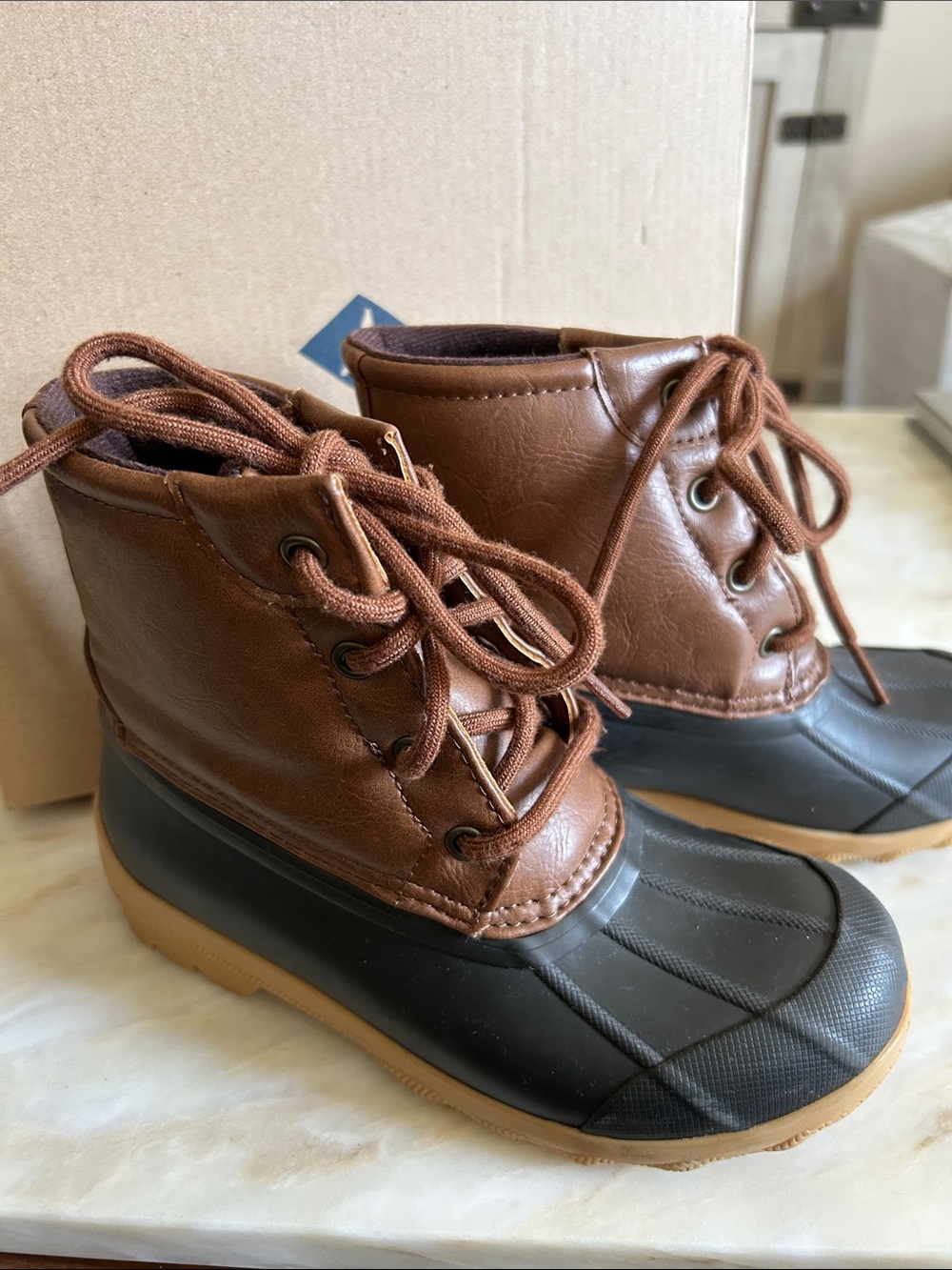 Sperry Kids Boys Weatherproof Port Boots Navy/Tan Sz 13 Back to School 🍁Autumn🍁